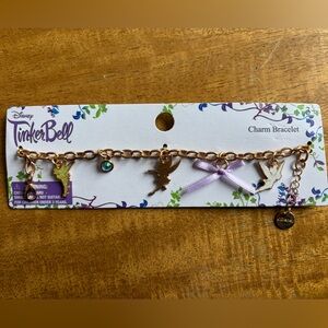 Disney Tinkerbell Charm Bracelet with Lavender Ribbon Accent